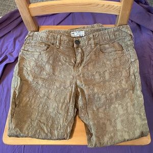 Free People khaki green brocade pants